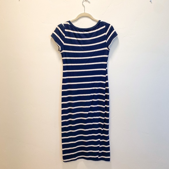 Navy Striped Bodycon Midi Dress - Picture 3 of 3